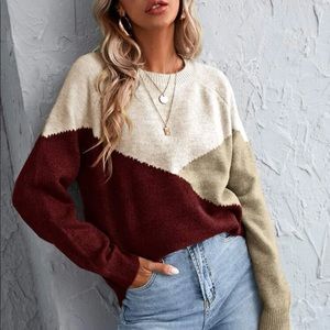 SHEIN Raglan Sleeve Color Block Sweater Size S